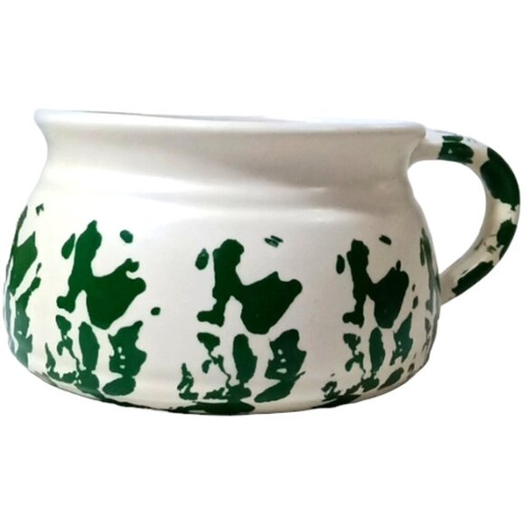 Set of 3 Green & White Country Kitchen Soup Mugs/Bowls, Unbranded, Spongeware?? - Picture 6 of 6